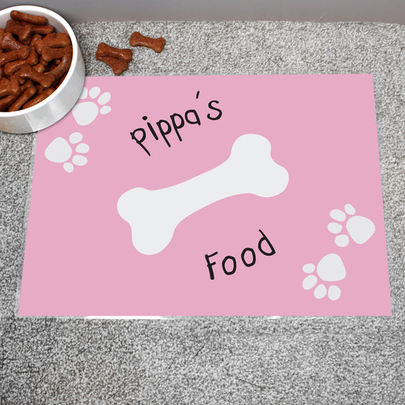 Personalised Pink Paw Print Dog Placemat