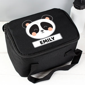 Personalised Panda Black Lunch Bag
