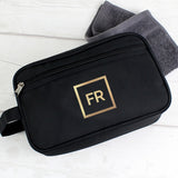 Personalised Black Wash Bag with Gold Initials Image 2