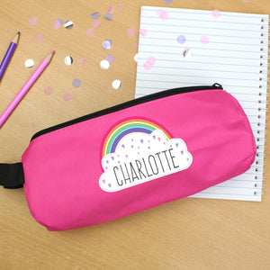 Personalised Pink Rainbow Pencil Case
