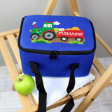 Personalised Blue Tractor Lunch Bag 3