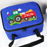 Personalised Blue Tractor Lunch Bag 4
