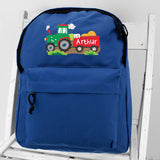 Blue Personalised Tractor Backpack Perfect for Nursery