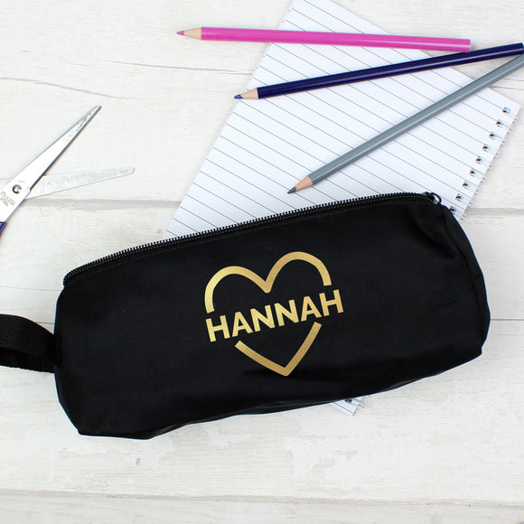 Personalised Black and Gold Pencil Case