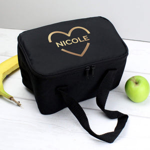Personalised Black and Gold Lunch Bag