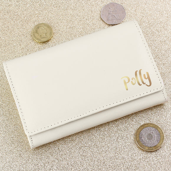 Personalised Gold Name Cream Purse