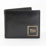 Personalised Black Leather Wallet with Gold Initials Image 2