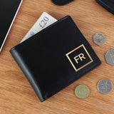 Personalised Black Leather Wallet with Gold Initials Main Image