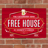 Personalised Free House Red Metal Sign