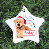 Personalised My First Christmas Teddy Ceramic Star Decoration