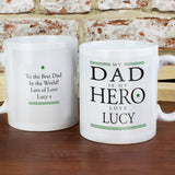 Personalised My Dad Is My Hero Father's Day Mug Front and Back