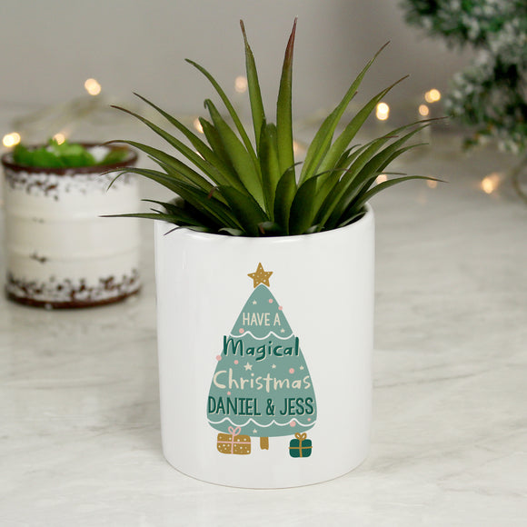 Personalised Have A Magical Christmas Ceramic Plant Pot