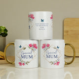 Personalised Floral Mug with Gold Handle