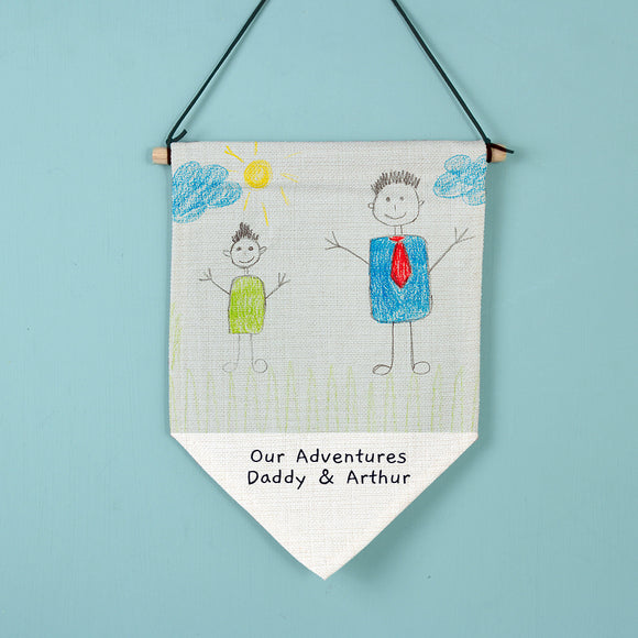 Personalised Childrens Drawing Photo Upload Hanging Banner