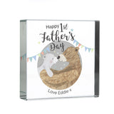 Personalised Daddy Bear 1st Father's Day Crystal Token Image 5