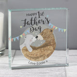 Personalised Daddy Bear 1st Father's Day Crystal Token Image 3