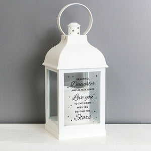 Personalised 'Miss You Beyond The Stars' White Lantern