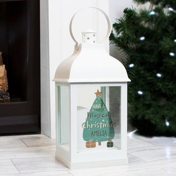 Personalised Have A Magical Christmas White Lantern
