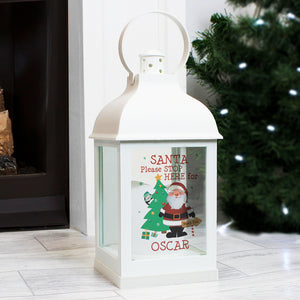 Personalised Santa White Lantern