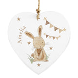 Personalised Wooden Hanging Heart with bunny 2