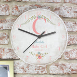Personalised Initial Shabby Chic Wooden Clock Large Brick Background