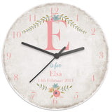 Personalised Large Wooden Clock with Floral Design