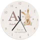 Hessian Rabbit Large Wooden Clock Personalised