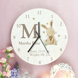 Hessian Rabbit Large Wooden Clock Personalised for Nursery