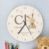 Hessian Rabbit Large Wooden Clock for Baby Nursery
