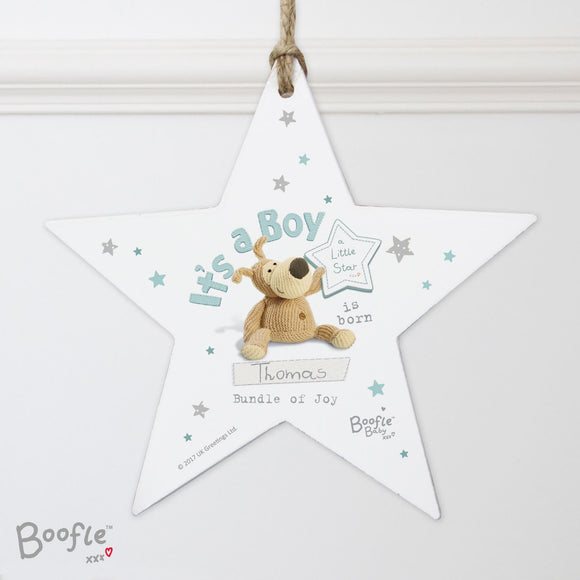 Personalised Boofle It's A Boy Hanging Star