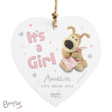 Personalised Boofle It's A Girl Hanging Heart Image 3 White Background