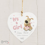 Personalised Boofle It's A Girl Hanging Heart 