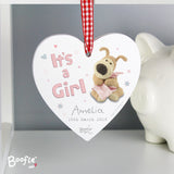 Personalised Boofle It's A Girl Hanging Heart Image 2