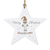 Personalised Christmas Gonk Wooden Star Decoration