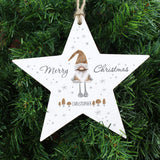 Personalised Christmas Gonk Wooden Star Decoration