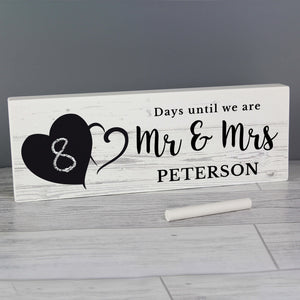 Personalised Wedding Countdown Chalk Sign 