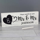 Mr and Mr Countdown Wedding Chalkboard Personalised Sign