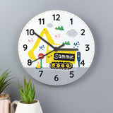 Personalised Digger Wooden Clock