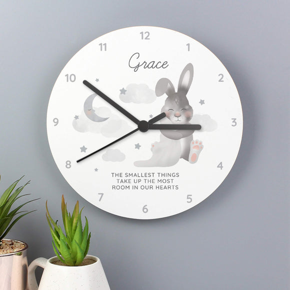 Personalised Bunny New Baby Nursery Clock 