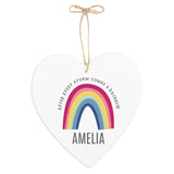 Personalised Rainbow Large Wooden Heart Decoration