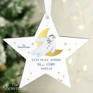 Personalised The Snowman Gold Moon Wooden Star Decoration