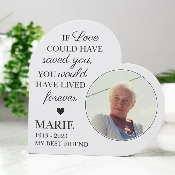 Personalised Memorial Photo Upload Free Standing Heart Ornament