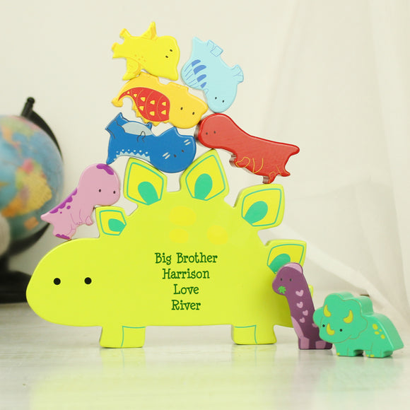 Personalised Free Text Wooden Dinosaur Stacker Toy