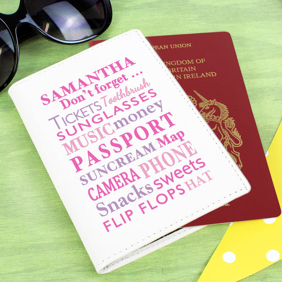 Personalised Don't Forget Cream Passport Holder