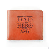 Personalised Dad is my Hero Tan Leather Wallet Image 2