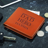Personalised Dad is my Hero Tan Leather Wallet Image 3