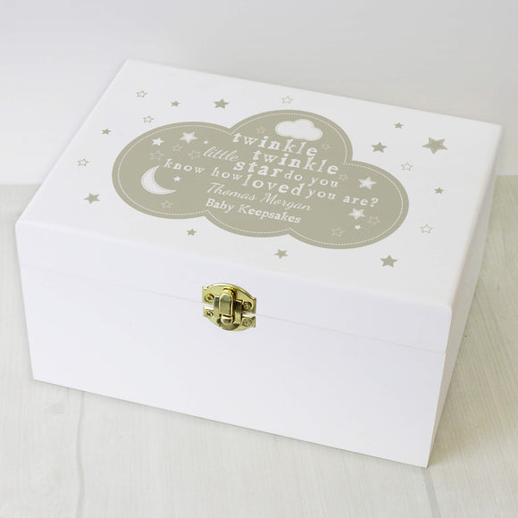 Twinkle Twinkle White Personalised Keepsake Box