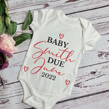 Personalised Baby Announcement Vest. Social Media Pregnancy Announcement Bodysuit.