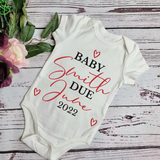 Personalised Baby Announcement Vest. Social Media Pregnancy Announcement Bodysuit.