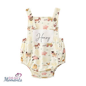 Personalised Printed "On The Farm" Dungaree Romper